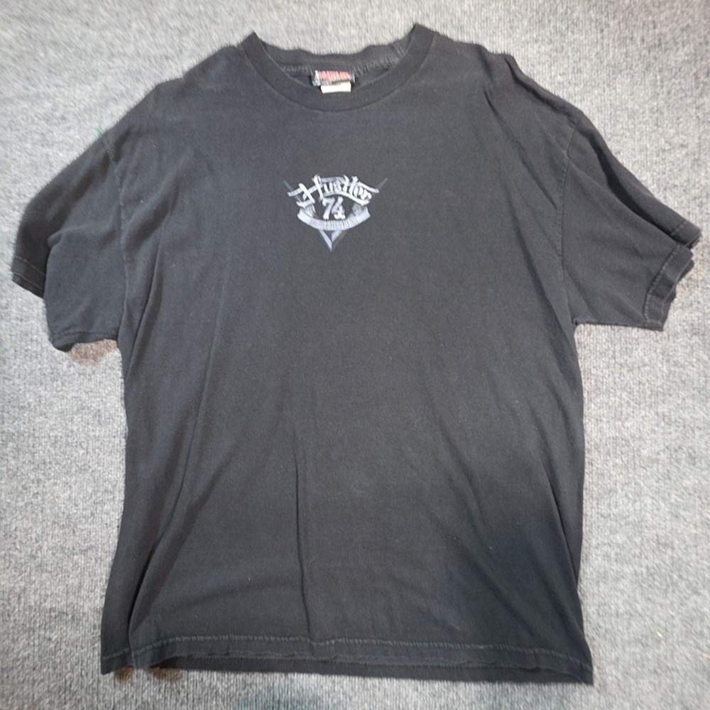 Hustler Shirt Mens XL Black Pin-Up Motorcycle Graphic Tee Adult Humor Biker